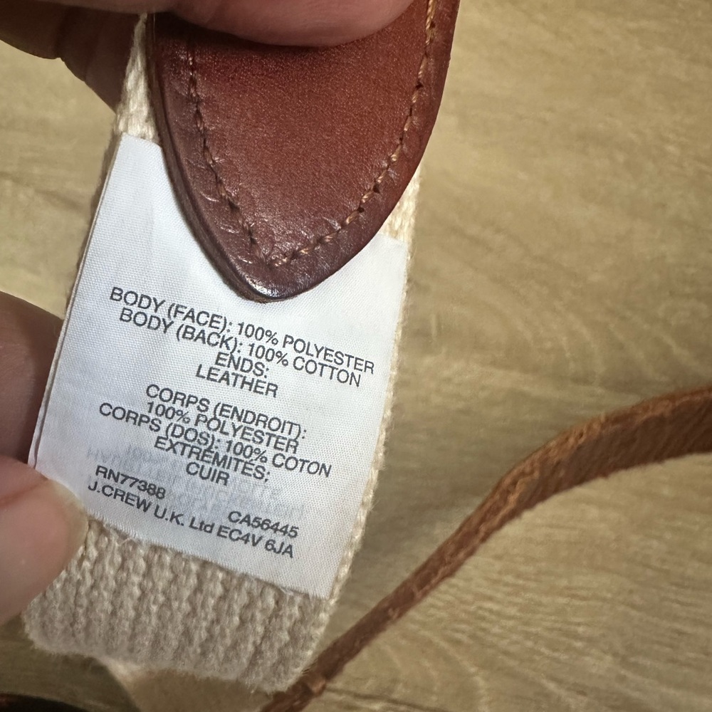J.Crew Brown Leather and Cotton Belt size 36” Flamingo Printed Preppy - Picture 4 of 6